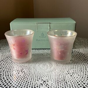 2 PartyLite Snowy Nights Votive Holders